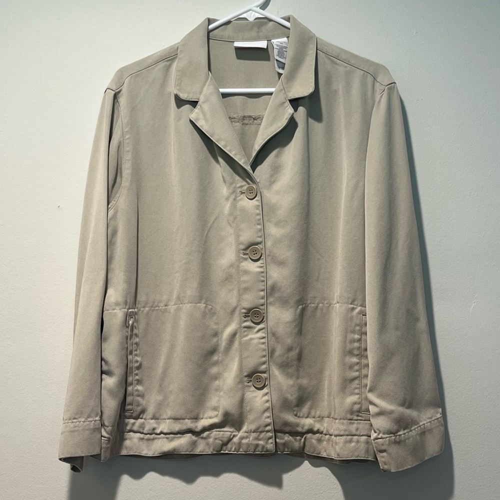 Vintage Liz Claiborne Beige Utility Jacket- petite